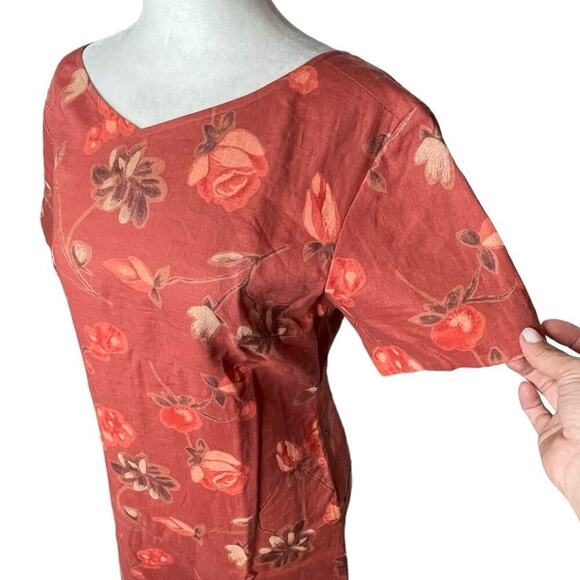 Vintage Coldwater Creek Linen Floral Dress Women V-neckline Mini A-Line Size 4 - Picture 8 of 11